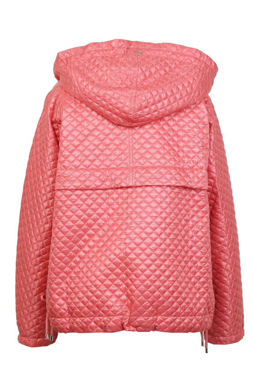 Mannequin-Aufnahme der candy-farbenen Oversize-Jacke für Damen mit Sandwich-Steppung – Rückansicht