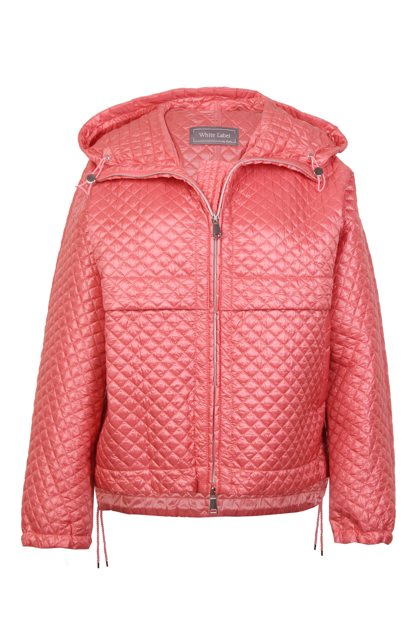Mannequin-Aufnahme der candy-farbenen Oversize-Jacke für Damen mit Sandwich-Steppung – Vorderansicht