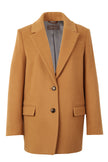 Mannequin-Aufnahme des braunen Outdoor-Blazers für Damen mit klassischen Elementen – Vorderansicht