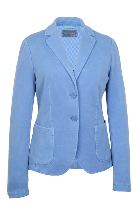 Mannequin-Aufnahme des Blazers in der Farbe Hellblau – Vorderansicht