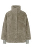 Kuschelige Webpelzjacke in der Farbe Taupe