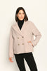 Beige Damenjacke im Caban-Stil mit Reverskragen und zweireihigem Knopfverschluss – Front