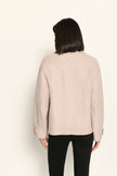 Beige Damenjacke im Caban-Stil mit Reverskragen und zweireihigem Knopfverschluss – Rückansicht