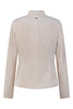 Mannequin-Aufnahme des cremefarbenen Cord-Blazers für Damen mit coolen Leo-Details – Rückansicht